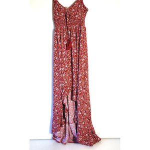 NEW VINE AND VALLEY DRESS FLORAL WRAP RUFFLED SIZE SMALL RED FREE FLOWY …